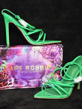 Cape Robbin Ada Womens Neon Green Strappy Ankle Stilettos Heels Womens 7 M NIB